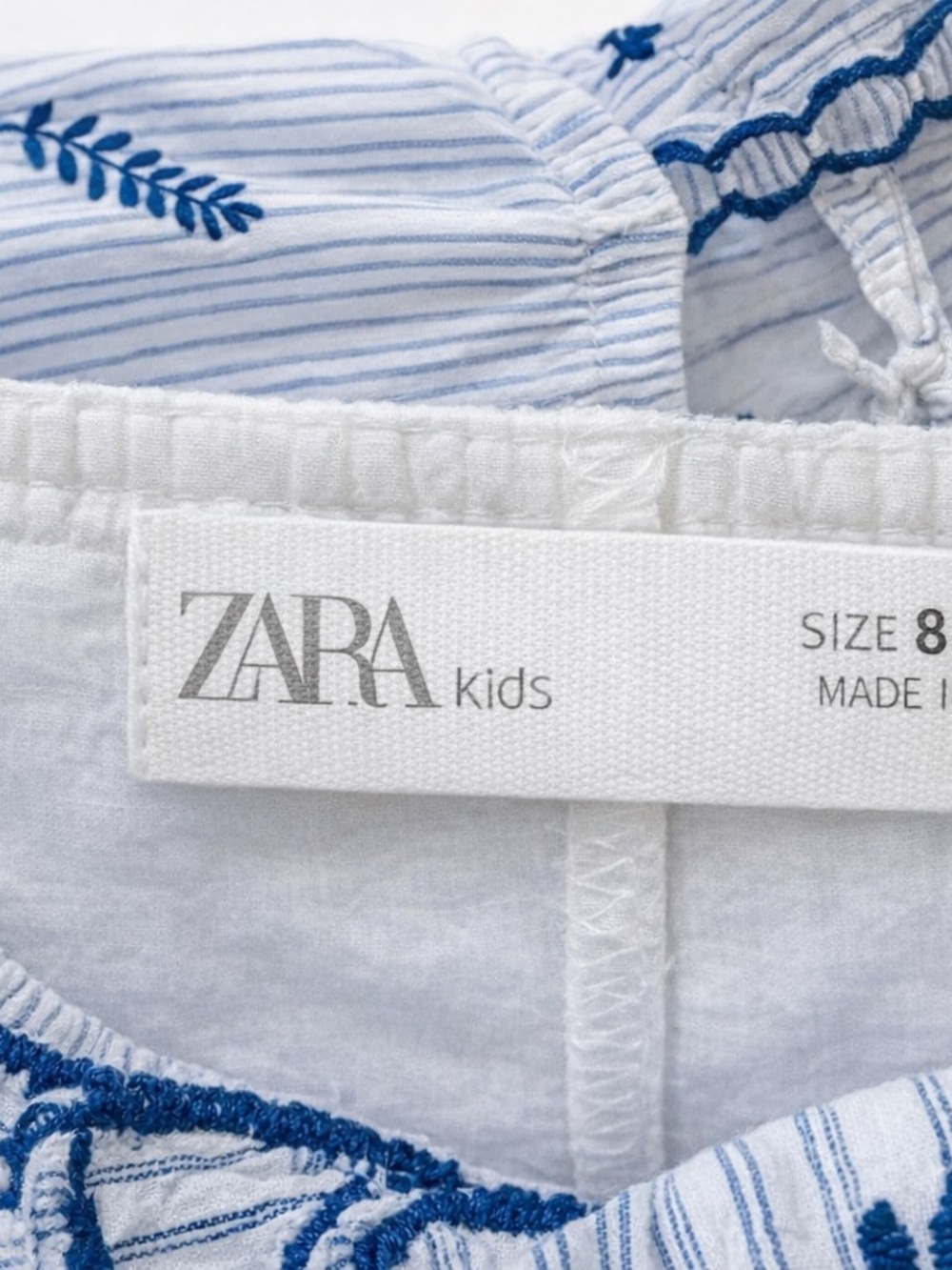 ZARA Girls Blue Embroidered Dress Set w/ Sunglasses Bracelet 8Y - Picture 6 of 8
